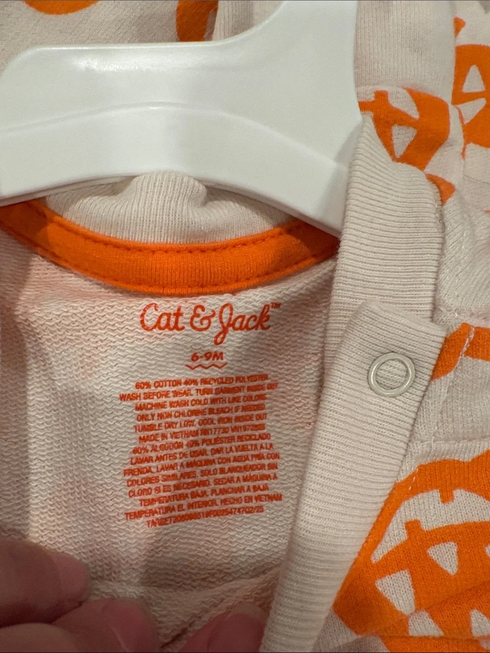 Target Cream and Orange Pumpkin Print Kids Halloween Two-Piece Outfit - Picture 4 of 4